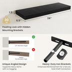 Fun Memories Floating Shelves for Wall, Rustic Wood Wall Mounted Shelves for Bathroom, Bedroom, Living Room & Kitchen, Storag