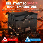 RHM Fireproof Document Box with Lock, 2 Layer Fire Proof File Box for Documents with Handle, Portable Home Office Fire Safe D