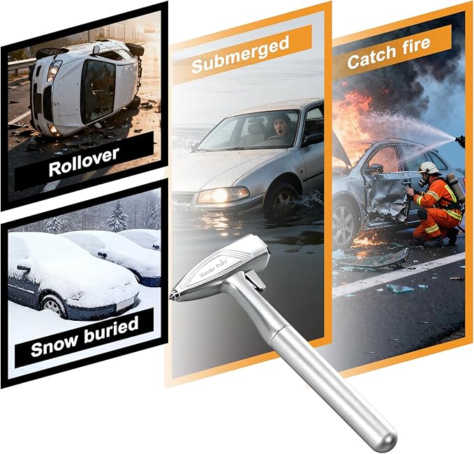 Car Window Breaker, Automotive Safety Hammer With Seatbelt Cutter, 3-in-1 Emergecy Escape Tool Car Metal Window Breaker Seatb