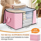 Fab totes 6 Pack Clothes Storage, Foldable Thick Fabric Blanket Storage Bags, Containers for Organizing Bedroom, Closet, Clot