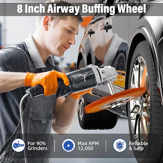 BURMONG 8" Airway Buffing Wheels for 4.5" Angle Grinder, 9PCS Buffer Polisher Wheel for Car, Aluminum Metal Polishing Wheel Pad and Compound Kit for Mirror Finish (5/8" Arbor Hole)