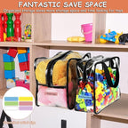 6 Packs Large Toy Storage Bags with Labels, Reusable Clear PVC Board Game Storage, Travel Waterproof Organizer Bags with Zipp