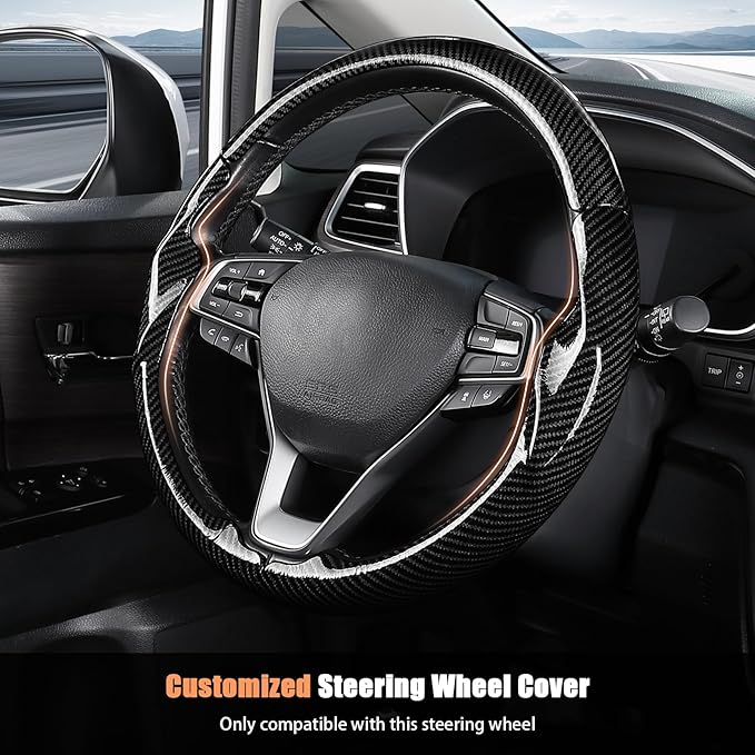 Aimato Customized Steering Wheel Cover for Honda Accord 2018-2022/Insight 2019-2022, Thin,Anti-Slip,Scratch-Resistant Exclusive Car Accessory for Honda, Bright Black