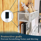 Consumest Over The Door Hooks Organizer - Extra Long Door Hanger with 9 Coat Hooks & 2 Mesh Basket, Back Storage Organizer Ha
