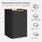 STORAGE MANIAC 2-Pack Large Laundry Hamper, 100L (26.4 Gal) Collapsible Laundry Basket with Bamboo Handles, Freestanding Wate