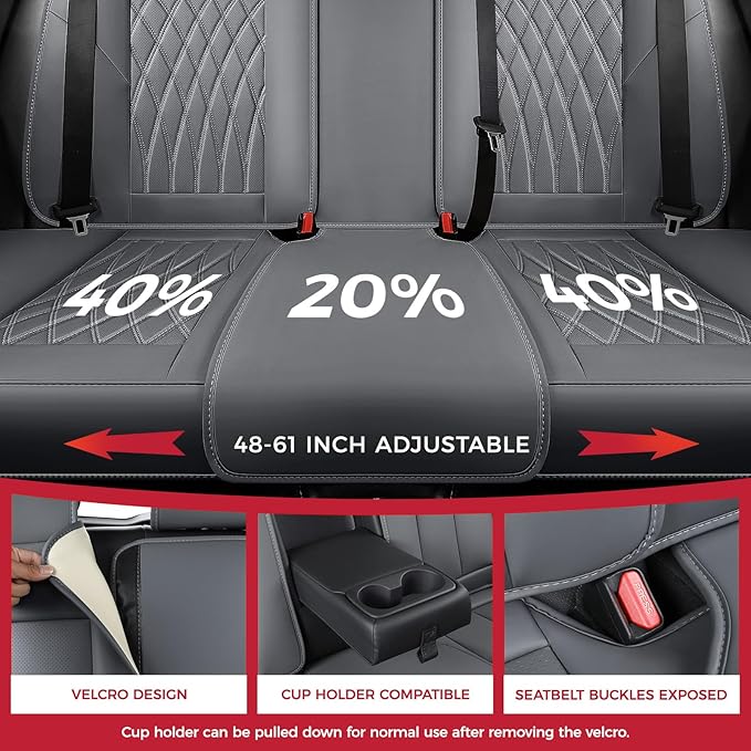 FREESOO Gray Car Seat Cover Full Set - Faux Nappa Leather Seat Covers for Cars, Luxury Breathable Waterproof Front Seats Cush