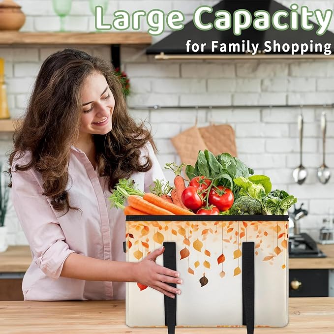 Reusable Grocery Bags Heavy Duty Shopping Bags Foldable Large Tote Bags with Long Handles & Hard Bottom