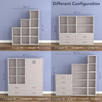 Homes: Inside + Out Apexa 3-Tier Cube Storage Organizer Shelves, Stackable Wood Bookcase Fits Cubby Bins for Organization, Do
