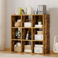 COMHOMA 9 Wood Cube Storage Organizer with Open Back and Removable Back Panels, 11In Brown Cube Storage Bookshelf, Cubicle Sh
