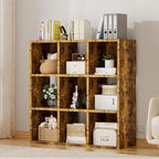COMHOMA 9 Wood Cube Storage Organizer with Open Back and Removable Back Panels, 11In Brown Cube Storage Bookshelf, Cubicle Sh