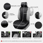 CAR PASS Luxury Napa Leather Front Car Seat Covers, Sideless Car Seat Protectors with Storage Pocket, Non-Slip Automotive Sea