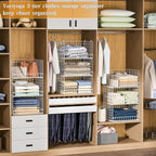 Yociyoga Closet Organizers and Storage Basket- 3-Tier Stackable Storage Bins, Foldable Closet Shelf Organizer Basket, Stackab