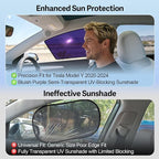 ZATOOTO Tesla Model Y Juniper 2020-2026 Front Window Shade for Driver & Passenger, Bluish-Purple Static Cling Car Window Shades | Block Harsh Sunlight | Sun Shade UV Blocker with Storage Bag
