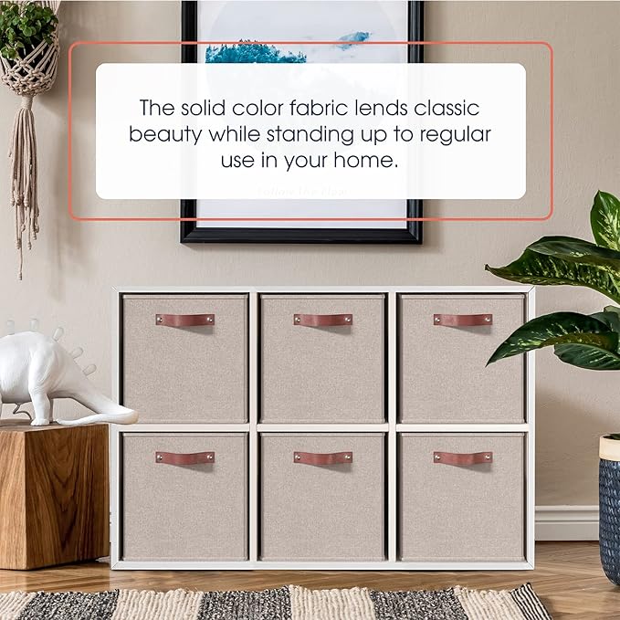 Ornavo Home 11 x 11 Storage Cube Bins, Foldable Collapsible Fabric Storage Bins Box Linen Shelf Basket Cube Organizer for Clo