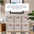 Ornavo Home 11 x 11 Storage Cube Bins, Foldable Collapsible Fabric Storage Bins Box Linen Shelf Basket Cube Organizer for Clo