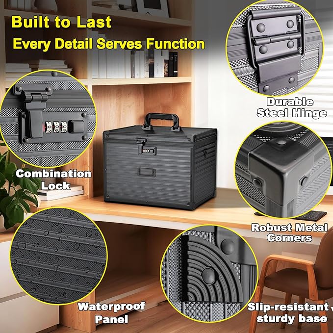 File Storage Cabinet File Organizer Document Organizer File Box in Office and Home with Combination Lock with 20 Letter Size 