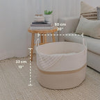 OrganiHaus Large Woven Storage Basket for Blankets and Toys 20" x 13" Inch, Rope Laundry Basket with Handles, Cushions & Pill