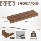 36 Inch Floating Shelves, 12" Deep Floating Shelf Wall Mounted, 36" Wall Shelves, Rustic Deep Bookshelf, Extra Deeper & Thick