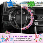 Hello Kitty Steering Wheel Cover, Official Sanrio Car Steering Wheel Cover with Universal Size 14.5-15.5, Cute Steering Wheel Cover for Women, Hello Kitty Car Accessories (Lavender Print)