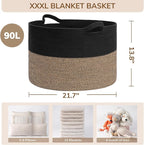 INDRESSME Large Storage Baskets for Organizing, 21.7 x 13.8 Blanket Basket Living Room Dog Toy Bin, Woven Laundry Basket for 