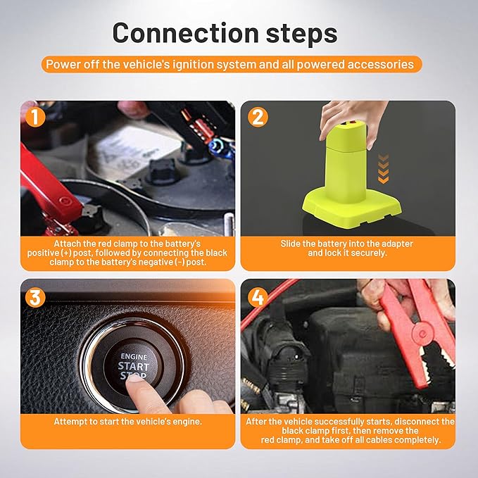 Jumper Cables Adapter for Ryobi 18V Battery - 2FT 8AWG Portable Car Jump Starter Booster Cables, Automotive Emergency Power Tool for Car Truck SUV Jump Starting Using Tool (8AWG 2FT)