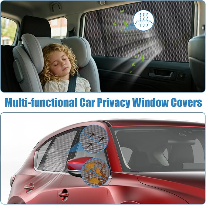 Car Window Shades for 2017-2023 Mazda CX-5 - Rear Side Window Sun Shade for Baby, Breathable Mesh Car Privacy Window Covers, UV Protection and Heat Insulation for Road Trips, Napping, Camping