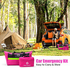 Roadside Emergency Car Kit for Vehicles, Pink Emergency Roadside Assistance kit with Car First Aid Kit, Thoughtful Car Emerge