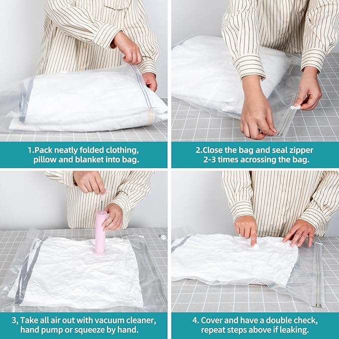 Vacuum Storage Bags for moving, Vacuum Seal Bags for Memory Foam, Latex, Clothing & Bedding, Space Saver Bags for Organizatio