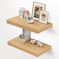Dreamland 24" Floating Shelves for Wall, 12" Deep Thicker Oak Floating Shelves, Wall-Mounted Shelves for Bedroom, Living Room