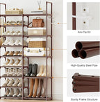 WOWLIVE 9 Tiers Large Shoe Rack Brown Shoe Rack Organizer for Closet 30-35 Pairs Stackable Heavy Duty Shoe Shelf Shoe Storage