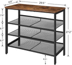 HOOBRO Shoe Rack for Entryway, 4-Tier Shoe Organizer with Adjustable Mesh Shelves, 12-16 Pairs of Shoes, Spacious Floor Mount