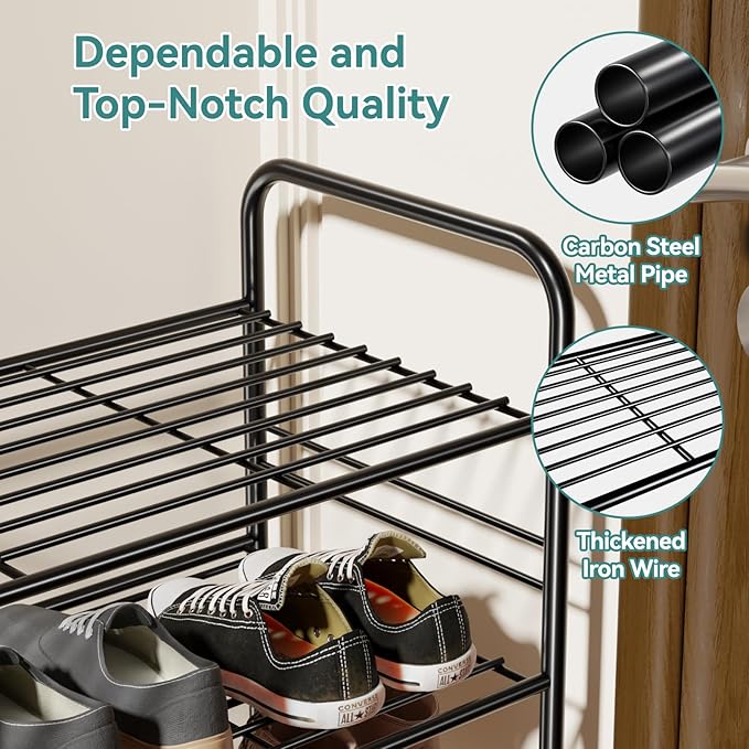 SUFAUY 33" Wide Shoe Rack, 5-Tier Shoe Storage Rack for 24-30 Pairs of Shoes, Shoe Organizer for Entryway, Stackable, Heavy D