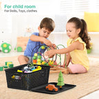 8-Pack Black Plastic Storage Baskets with Lids, Label Organizers, Stackable Organizer Containers: For Organizing Shelves, Dra