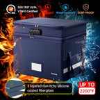 DocSafe File Box with Lock, 2-Layer Fireproof Document Box with Wheels,Collapsible File Storage Organizer with Pockets,Large 