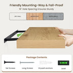 48 Inch Floating Shelves | 12 Inch Deep Oak Floating Shelves Set of 2 | 48" W x 12" D Oak Wall Shelves for Bathroom Living Ro