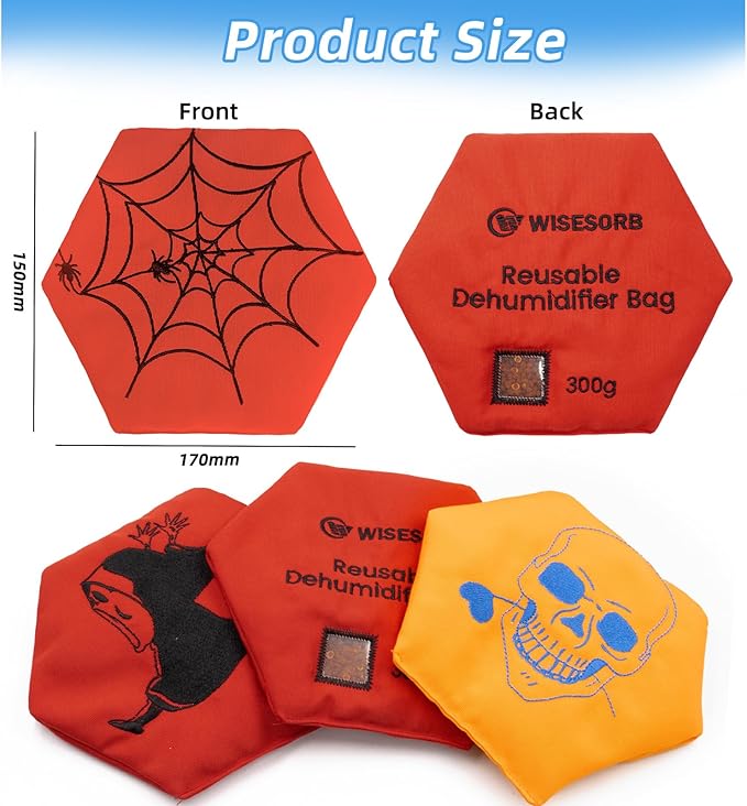 300g Rechargeable Desiccant Packs for Storage, Reusable Dehumidifier Bags Silica Gel with Indicator Window Moisture Absorbers