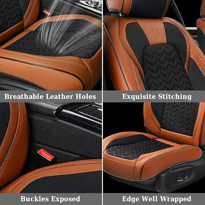 Coverado Car Seat Cover, Front Seat Cover, 2PCS Car Seat Protector, Seat Covers for Cars, Breathable Faux Leather Car Seat Cu