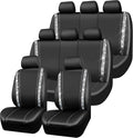 CAR PASS Bling Diamond Car Seat Covers, Shining Rhinestones Waterproof Faux Leather, 8 Seats 3 Rows with Zipper Glitter Crystal Sparkle Strips Universal Fit 95% MPV,SUV,CAR for Women Girl, Silver