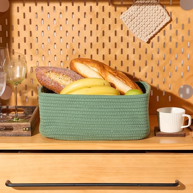 MiniArk Small Storage Baskets for Organizing | Closet Organizer Bins | Shelf Toy Basket | Woven Rope Baskets | Cube Decorativ