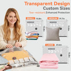 Vacuum Bags for Travel with USB & TYPE C Pump, Vacuum Seal Travel Bags, 15 Pack Carry-On Vacuum Storage Bags for Luggage & Su