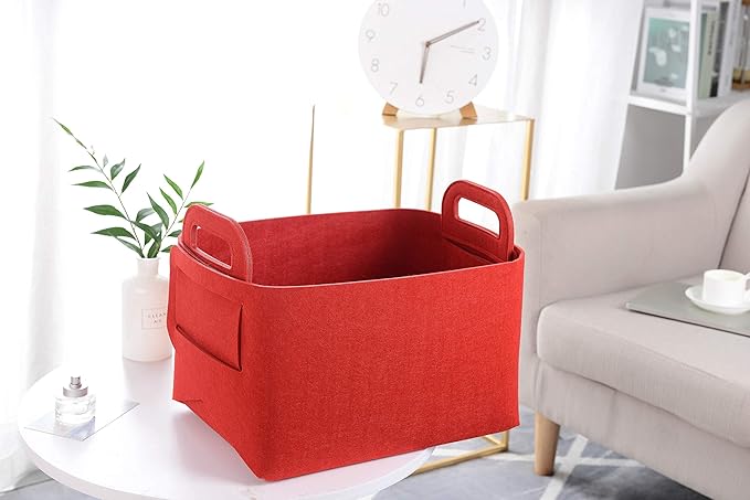 Minoisome Storage Basket Felt Storage Bin Collapsible& Convenient Box Organizer with Carry Handles for Office Bedroom Closet 