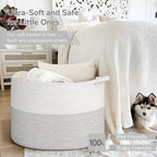INDRESSME 115L Extra Large Blanket Basket, Cotton Rope Toy Baskets Storage Kids Toy Bin for Playroom Decor Woven Baby Laundry