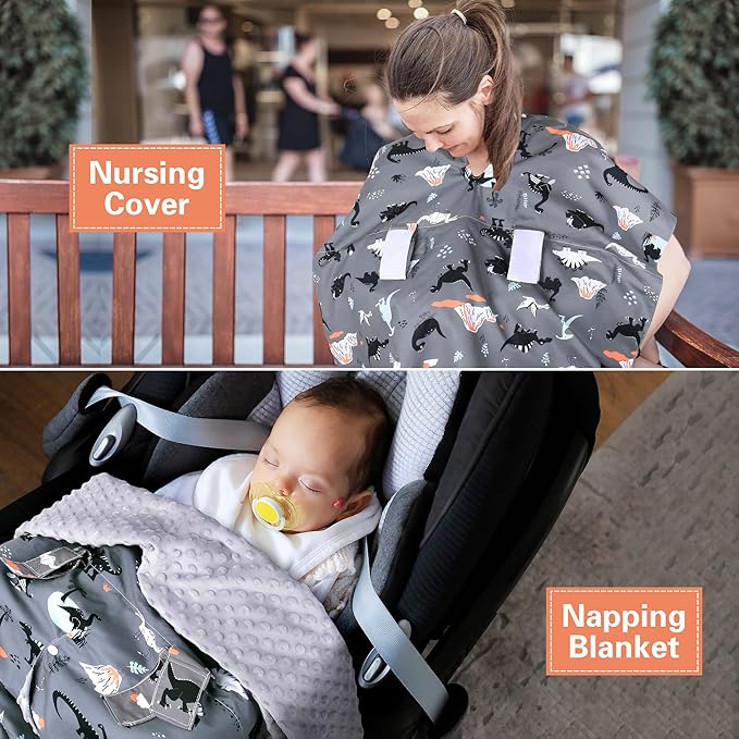 Rquite Car Seat Cover Baby, Carseat Covers Baby Boy, Minky Infant Car Seat Cover Winter, Peekaboo Opening Car Seat Canopy, Mu