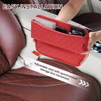 HARFINGTON Car Seat Gap Filler Organizer 11.5 x 8 x 2.1 Inch Leather Universal Car Organizer Storage Box Between Seat and Console for Phone Sunglasses Keys, Red
