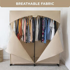 HOLDN’ STORAGE Portable Wardrobe Closet - 65 lb Large Capacity, Internal Heavy Duty Metal Rod, Zipper & Clear Window, Durable