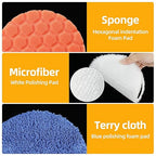 Bufing Polishing Pads - 7Pcs Face for Backing Plate, Car Compound Buffing Sponge Pads and Woolen Cutting Polishing Pad Kit (7 inch)