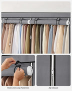 SONGMICS Portable Closet, Wardrobe Closet Organizer with Cover, 4 Hanging Rods and Shelves, 4 Side Pockets, 66.9 x 17.7 x 65.