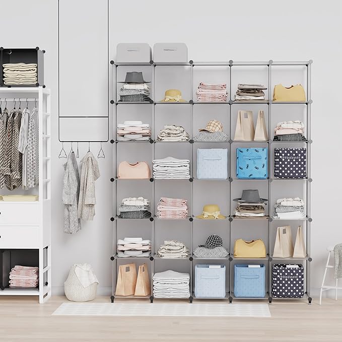 HOMIDEC Closet Organizers and Storage, 16 Cube Storage Organizer, Closet Organizer Bookshelf Cubes Shelves for Clothes, Bedro