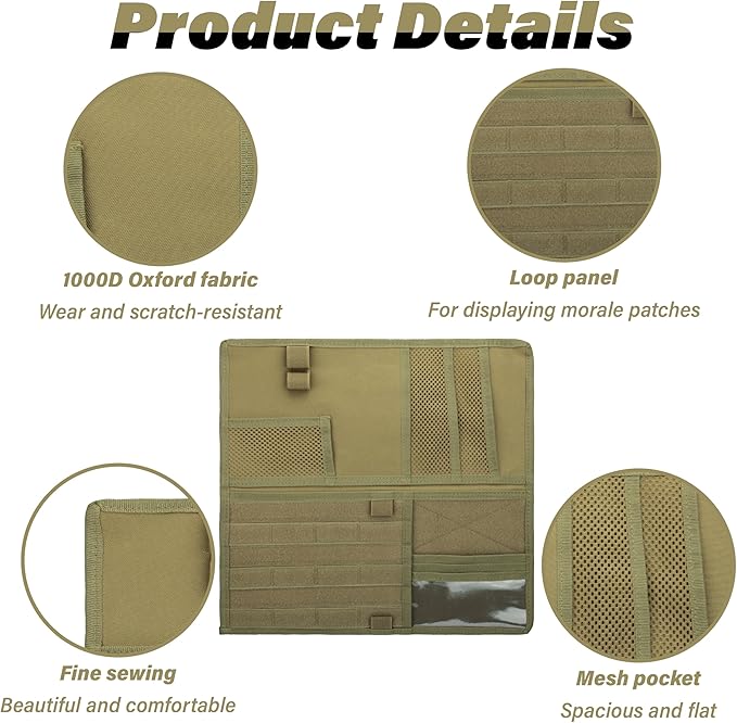 Tactical Visor Organizer, Car Visor Organizer, Sunvisor Organizers, Tactical Visors Cover Molle Webbing, Truck Accessories for Men, Car Sunshade Storage Pouch (Khaki)