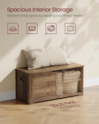 VASAGLE Storage Chest, Storage Bench with 2 Safety Hinges, Farmhouse Style, 15.7 x 39.4 x 18.1 Inches, for Entryway, Bedroom,